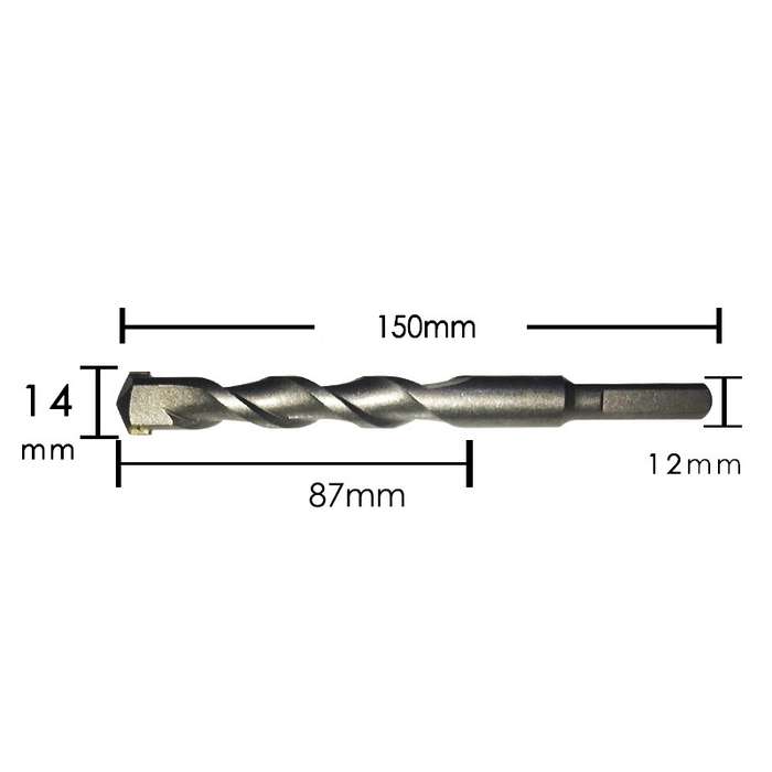 2pcs Hand Electric Drill Shock Drill Wall Mix Soil Cement Wall Construction Drill Bit, Model: 14x150