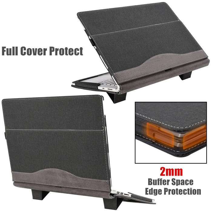 For Samsung Galaxy Book Flex 2020 13.3 Inch Leather Laptop Anti-Fall Protective Case With Stand(Dar