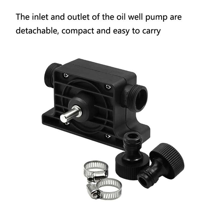 Portable Mini Water Pump Electric Drill Driven High Flow Oil Pump, Standard With Two Connectors(Blac