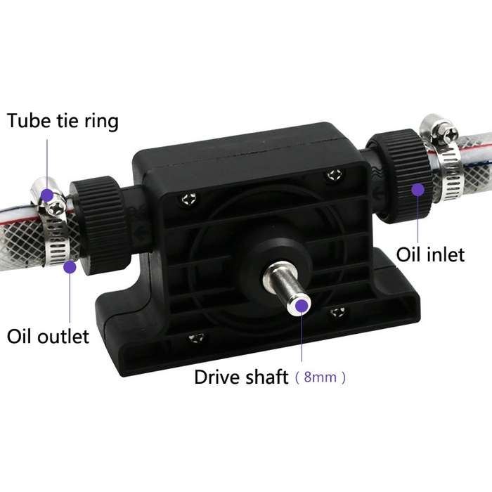 Portable Mini Water Pump Electric Drill Driven High Flow Oil Pump, Standard With Two Connectors(Blac