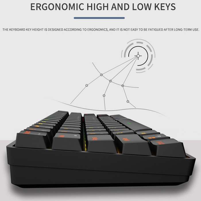 LEAVEN K28 61 Keys Gaming Office Computer RGB Wireless Bluetooth + Wired Dual Mode Mechanical Keyboa