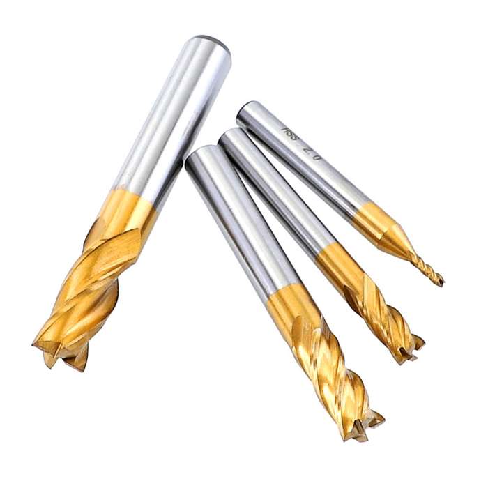 10 PCS/Set High-Speed Steel And Aluminum End Face Milling Cutter With Straight Shank Titanium-Plated