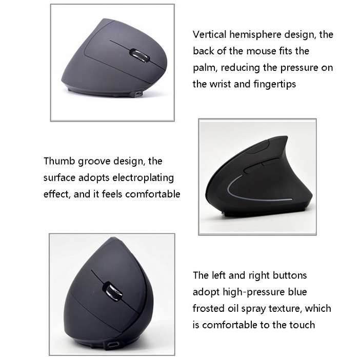 JS-5D 6 Keys 2.4G Ergonomic Vertical Mouse Cross-Border Wireless Charging Mouse(Wireless Charging Ty