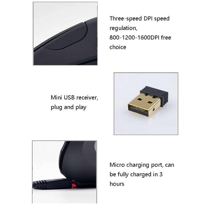 JS-5D 6 Keys 2.4G Ergonomic Vertical Mouse Cross-Border Wireless Charging Mouse(Wireless Charging Ty