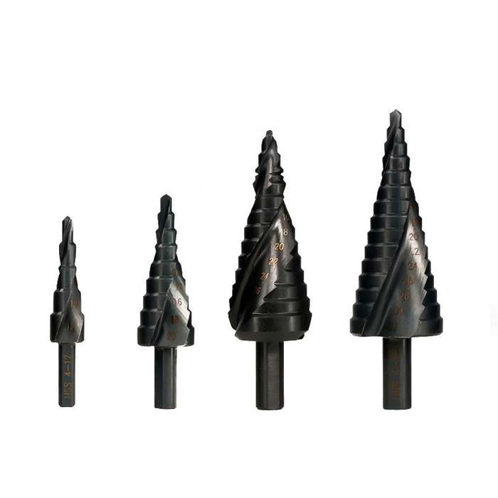 4-12mm Triangular Shank Spiral Flute Step Drill Bit