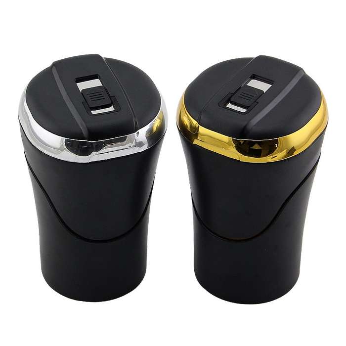 N09C Car Ashtray With Lamp And Cover Car Ashtray(Gold)