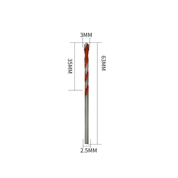 Ceramic Triangle Handle Metal Flashlight Drill Bit, Size: 3mm