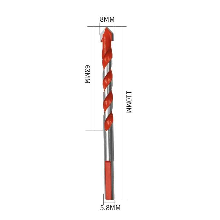 Ceramic Triangle Handle Metal Flashlight Drill Bit, Size: 8mm