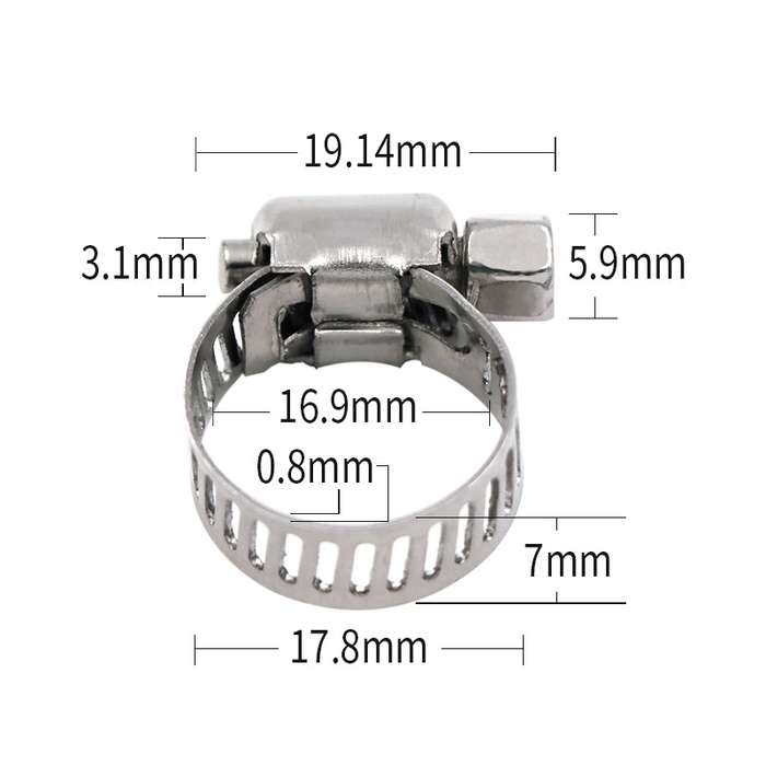 10pcs Stainless Steel Water Pipe Hose Clamp(Silver)
