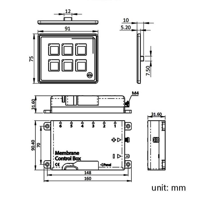 SP5106 RV Yacht Modified 5mm Film Touch 6-Bit Panel Switch