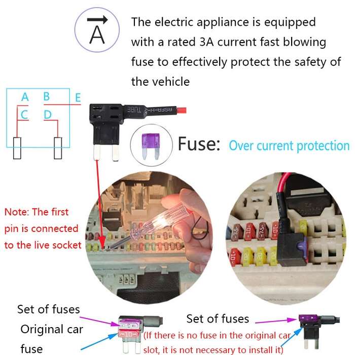 C301 12V to 5V Car ACC Takes Electricity Buck Cables, Model: Buckle + 4 x Take Appliance