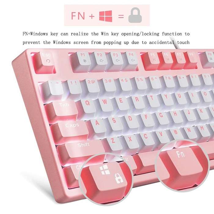 87/108 Keys Gaming Mechanical Keyboard, Colour: FY108 White Shell Black Shaft