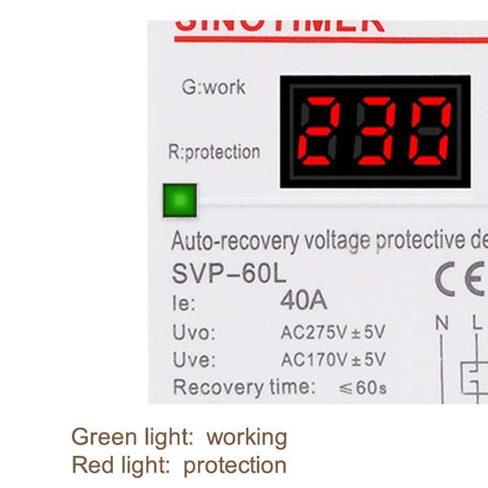 SINOTIMER 220V LED Digital Display Delay Automatic Reset Under-voltage Protector(SVP-60L)