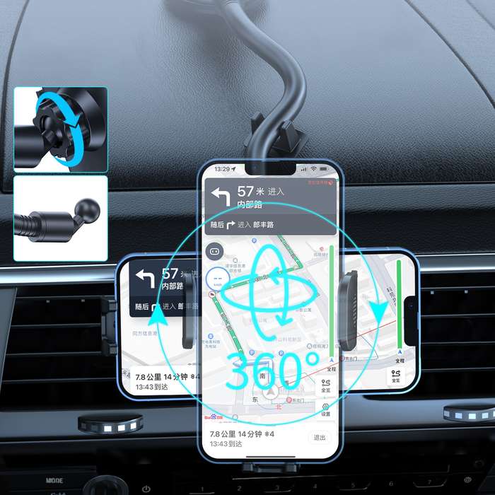L005L+M013 Car Suction Cup Phone Holder(Black)