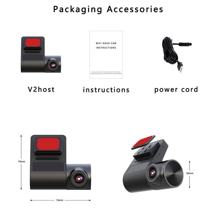 V2 WiFi HD USB ADAS Auxiliary Driving Recorder