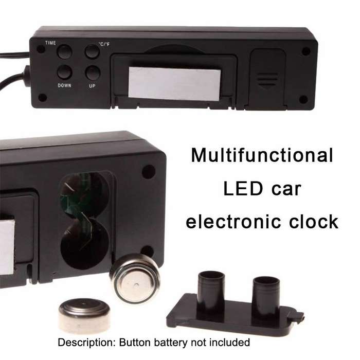 Car Inside And Outside Dual Temperature+Clock+Voltage LED Electronic Display(Orange+Blue)
