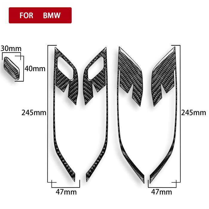 For BMW X1 F48/X2 F39 5pcs /Set Right-Hand Drive Door Handle Frame Sticker(Black)
