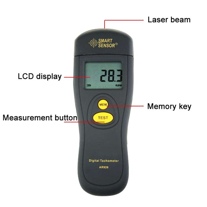 Smart Sensor AR926 LED Display Photoelectric Speed Detection Meter