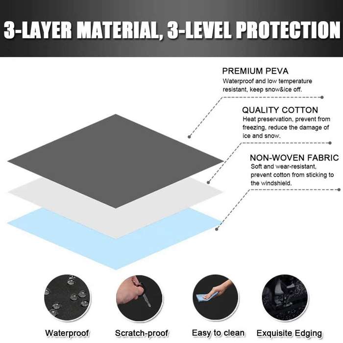 600D Oxford Cloth Car Snow Block Waterproof Windshield Coverings With Magnetic S