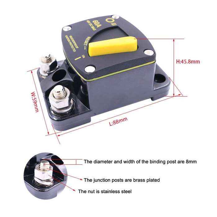 200A CB6 Car RV Yacht Audio Restore Insurance Holder Switch