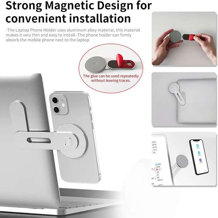 Laptop Phone Expansion Bracket Aluminum Magnetic Phone Stand(Blue)