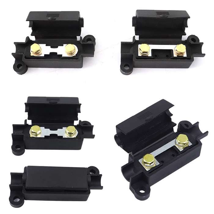 10pcs 100A Small Fork Bolt Fuse Block Car Air Conditioning All The Way Fuse Box Fuse Holder(Black)
