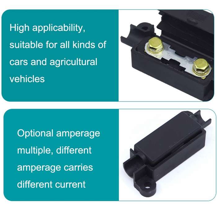 10pcs 100A Small Fork Bolt Fuse Block Car Air Conditioning All The Way Fuse Box Fuse Holder(Black)