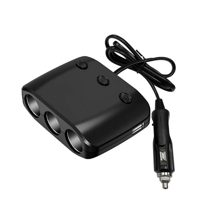 3 in 1 120W Car Cigarette Lighter Independent Switch Dual USB Charger(ZNB03S)