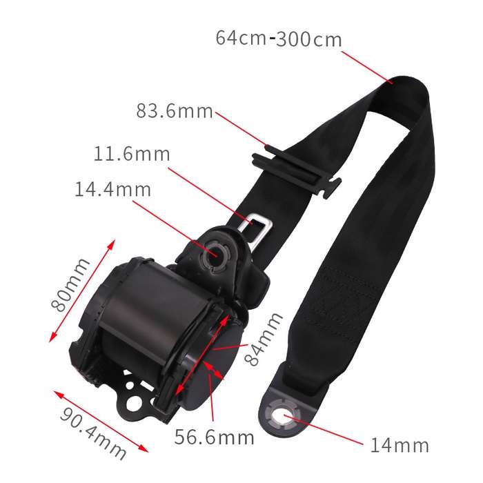 Universal 3-point Car Retrofit Seat Belt With Emergency Locking(Braided Straps)
