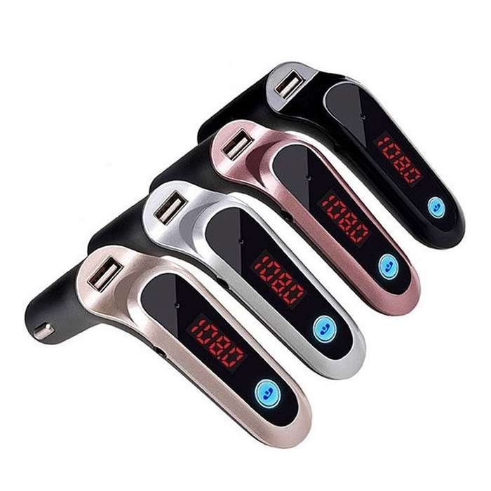 S7 Smart Digital Display Music Player Calling Car Charger, Color: Silver