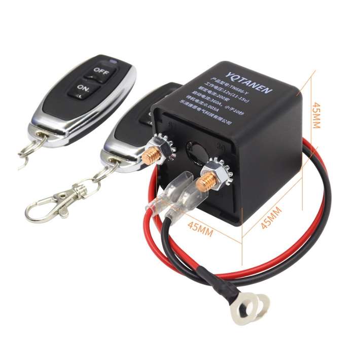 YQTANEN Car Battery Leakage Protection Remote Control Power Off Relay, Voltage: 12V 200A