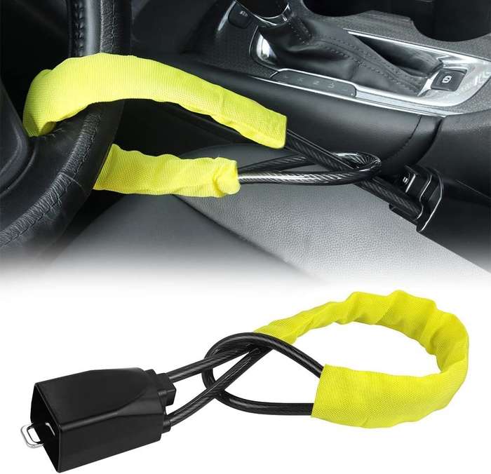 S308 Car Steering Wheel Wire Rope Lock Security Anti-theft Locks(Black)