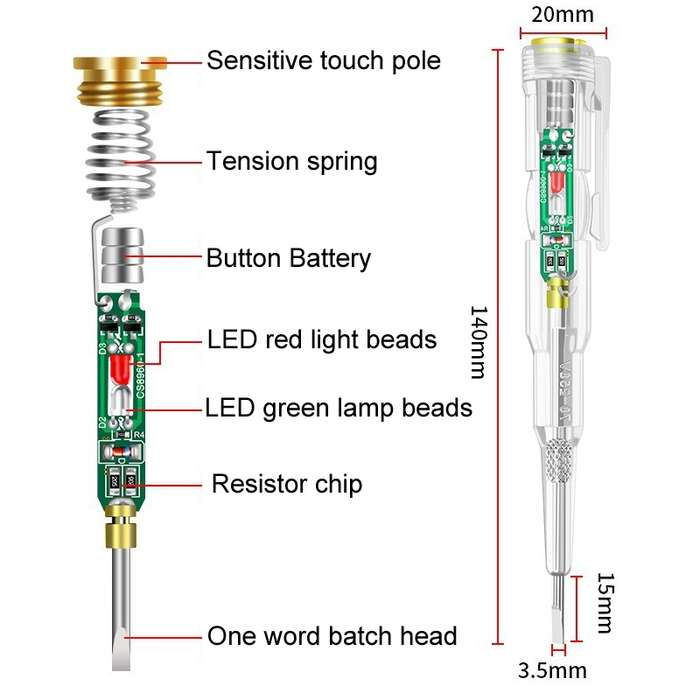 Multi-Functional High-Brightness Color Light Intelligent Sensor On-Off Electroscope Pen(With Packagi