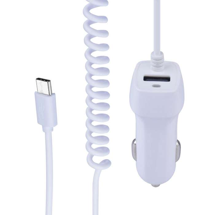 522AL Fast Charging With Cable Car Charging, Output Interface: Type-C/USB-C (White)