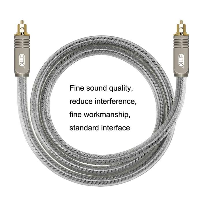 EMK YL/B Audio Digital Optical Fiber Cable Square To Square Audio Connection Cable, Length: 2m(Tran