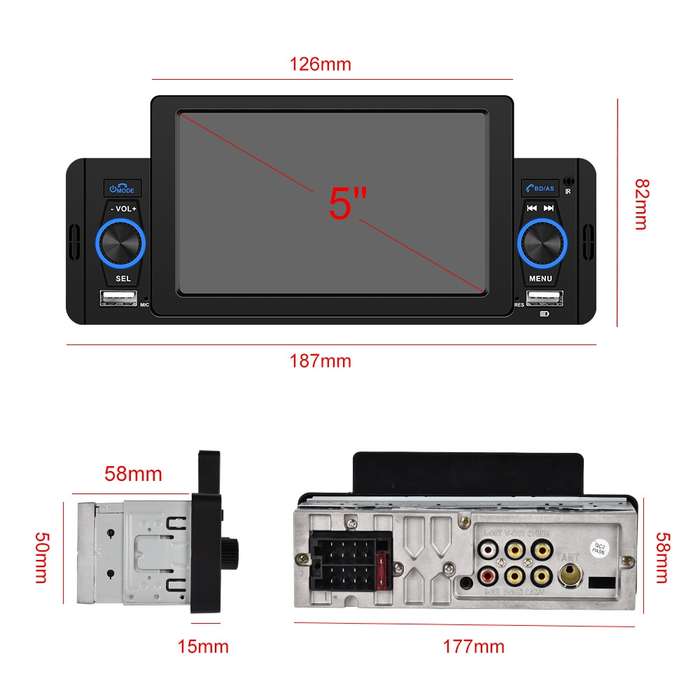 A3107 5 inches Car MP5 Wired CarPlay Universal Bluetooth Player With Microphone, Style: Standard