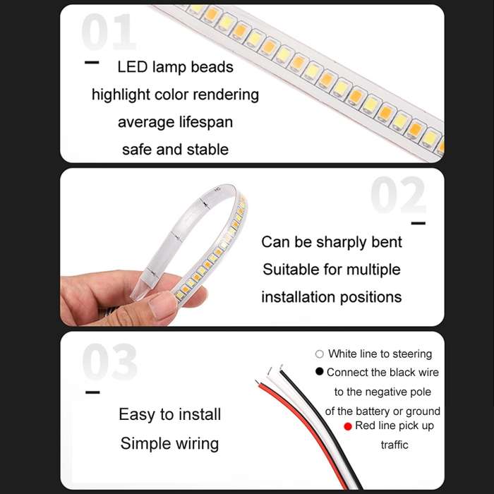 Car Rearview Mirror Decoration LED Streamer Turn Signal, Length 14cm A Pair