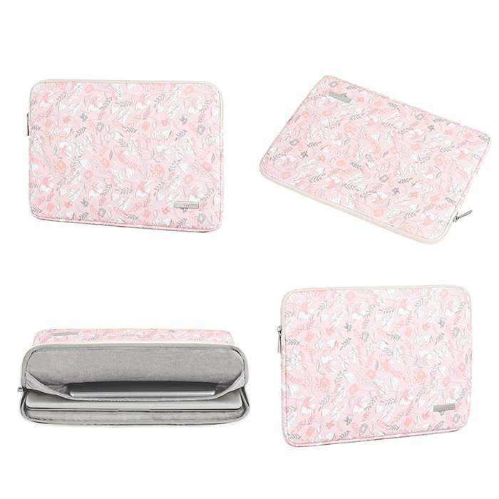 G4-01  11 Inch Laptop Liner Bag PU Leather Printing Waterproof Protective Cover(Light Pink)