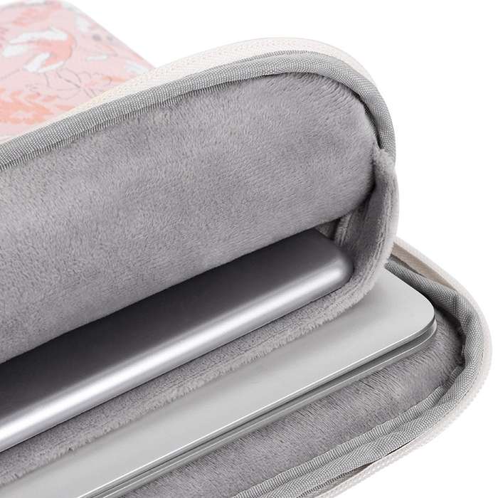 G4-01  11 Inch Laptop Liner Bag PU Leather Printing Waterproof Protective Cover(Light Pink)