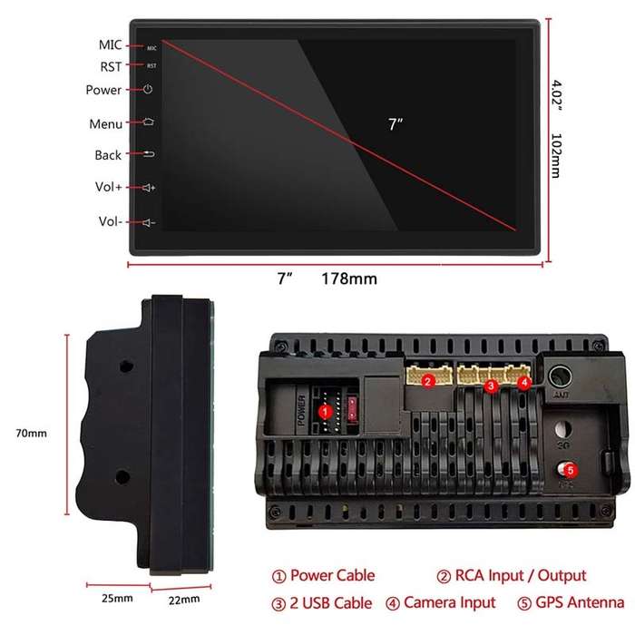 A2222KT 7 Inch Android Navigation WiFi Version 1+32G GPS Bluetooth 2.5D Screen Car Central Control M