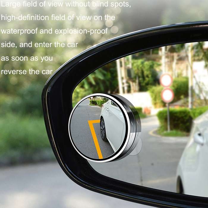 1pair Reversing Mirror Small Round Mirror HD Large View Suction Cup Blind Spot Mirror(White)