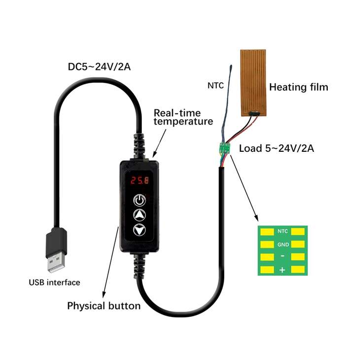 W-3301 Intelligent Digital Display Thermostat Pet Heating Pad Milk Warmer Thermostat Controller(Blac