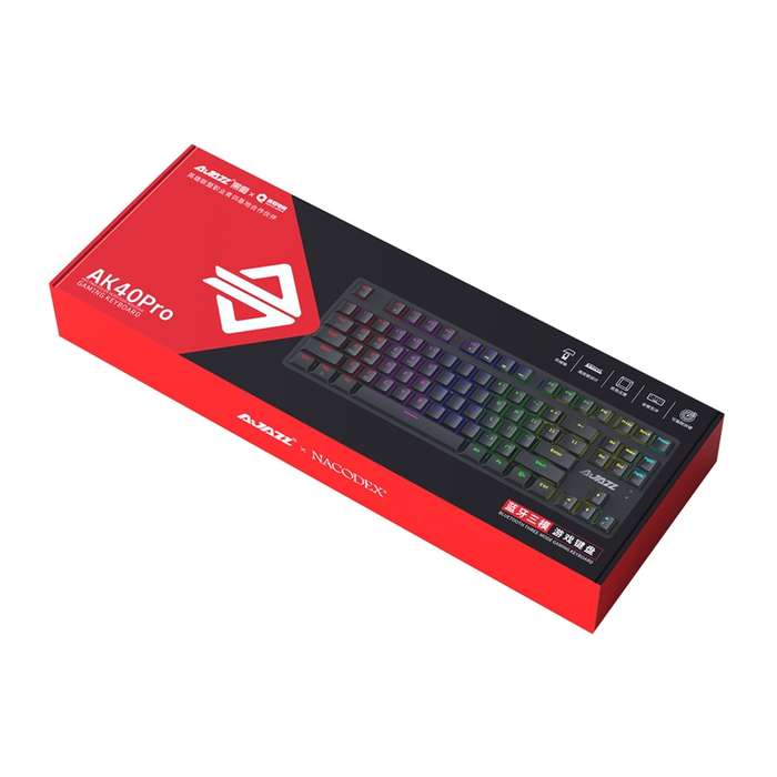 Ajazz AK40pro 87 Keys Bluetooth/Wireless/Wired Three Mode Game Office Mechanical Keyboard White Lig