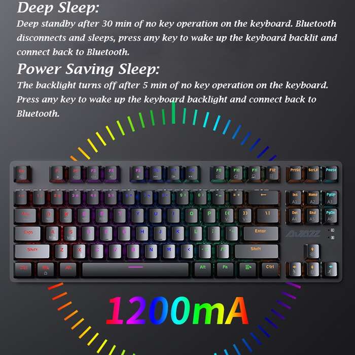 Ajazz AK40pro 87 Keys Bluetooth/Wireless/Wired Three Mode Game Office Mechanical Keyboard White Lig