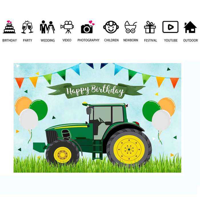 210x150cm Tractor Theme Birthday Backdrop Boy Farm Happy Birthday Background Party Decorations