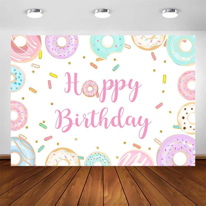 150x100cm Donut Cartoon Children Birthday Background Cloth