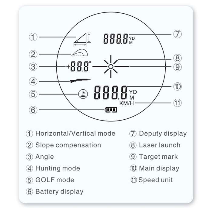 ARTBULL 1000m Golf Laser Rangefinder Telescope Altimeter Speedometer