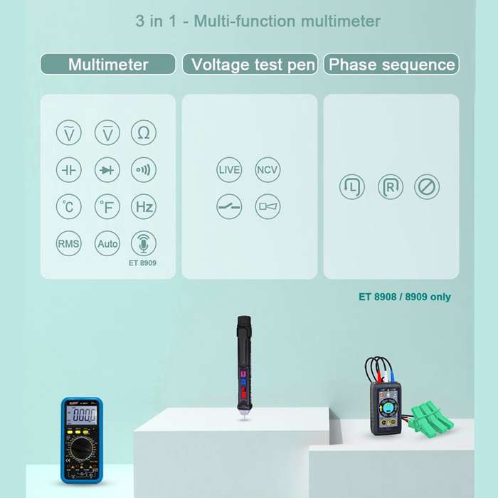 WinAPEX ET8909 Digital Multimeter Voltage Test Pen Capacitance Meter Diode NVC Tester