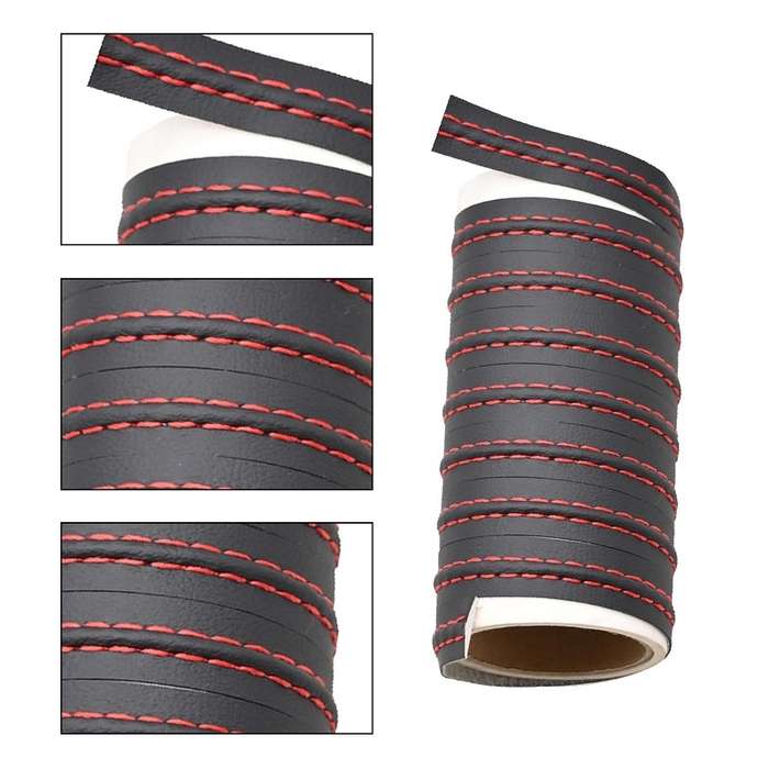 2m Car Center Console Interior Modification Leather Gap Strip(Black Beige)