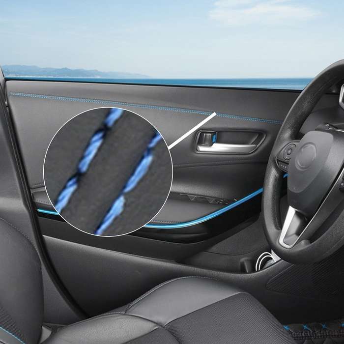 2m Car Center Console Interior Modification Leather Gap Strip(Black Beige)